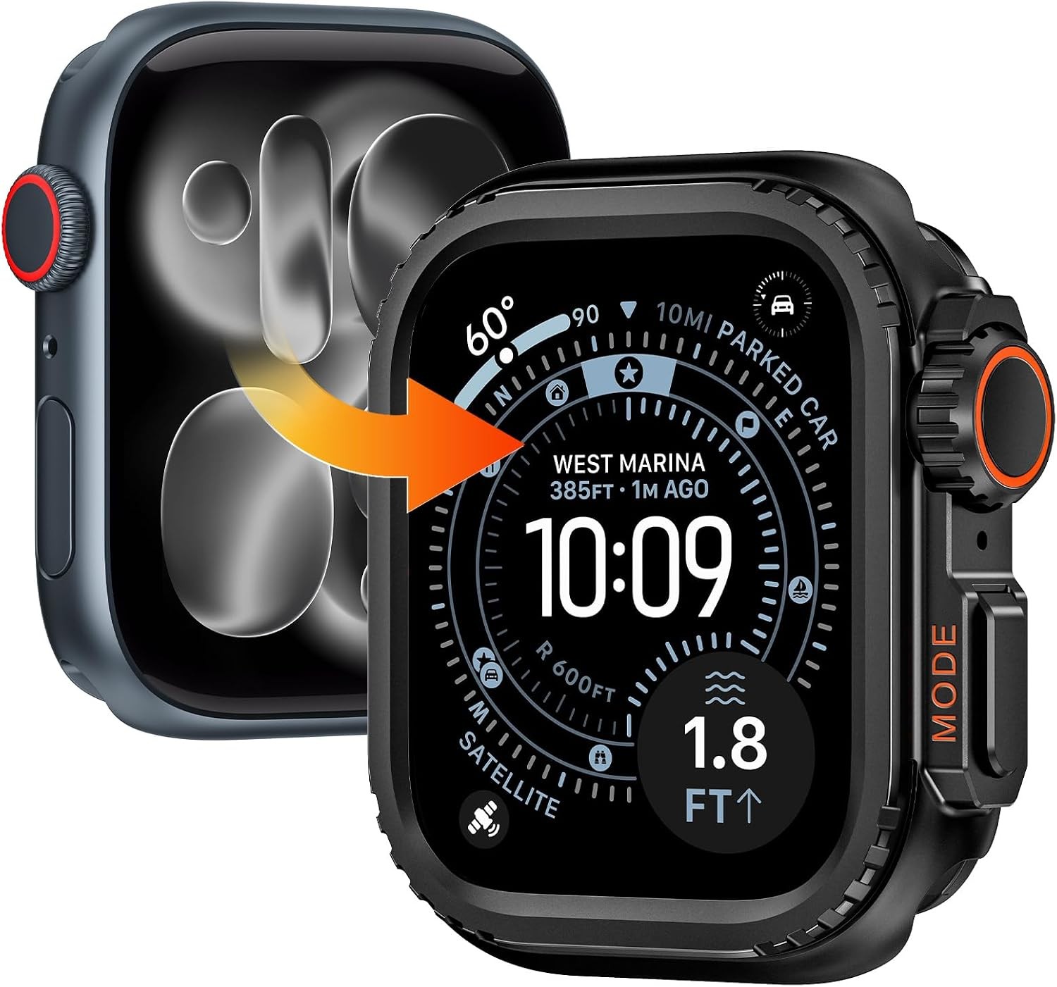 Ultra-Style Metal Bumper Protector for Apple Watch Series 11/10 42mm, Black Case