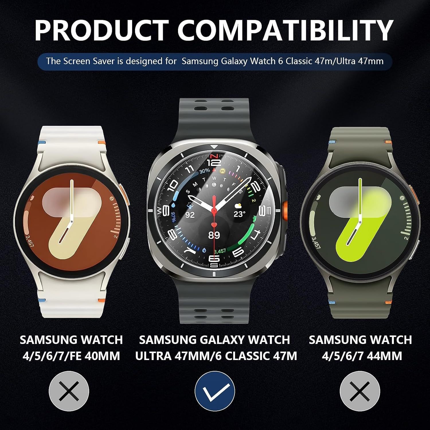 4-Pack Tempered Glass Screen Protectors for Galaxy Watch 6 Classic 47mm