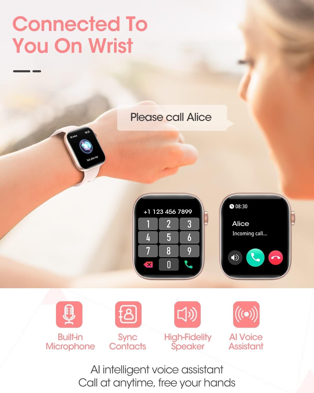 Women’s Smart Watch Bluetooth SmartWatch For Apple iPhone iOS and Android