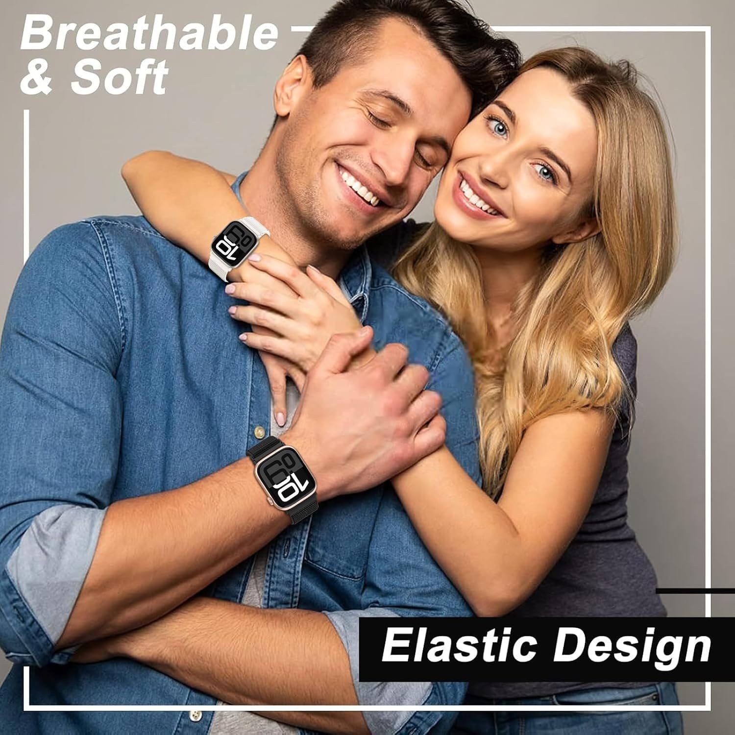Nylon Sport Strap Compatible with Apple Watch 38mm 40mm 41mm Adjustable Loop