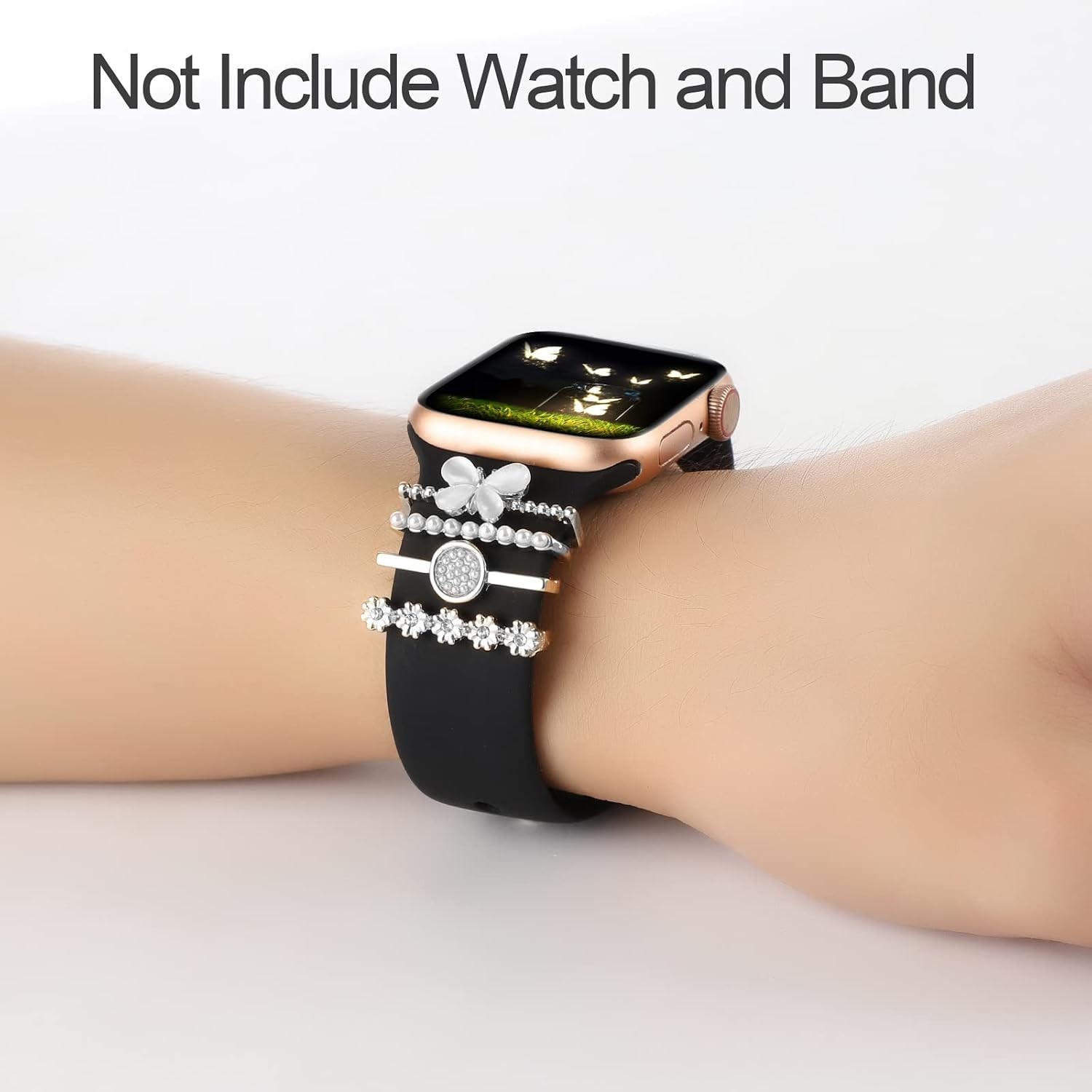 Metal Charm Band for Apple Watch Series 8 40mm 44mm – Decorative Accessories