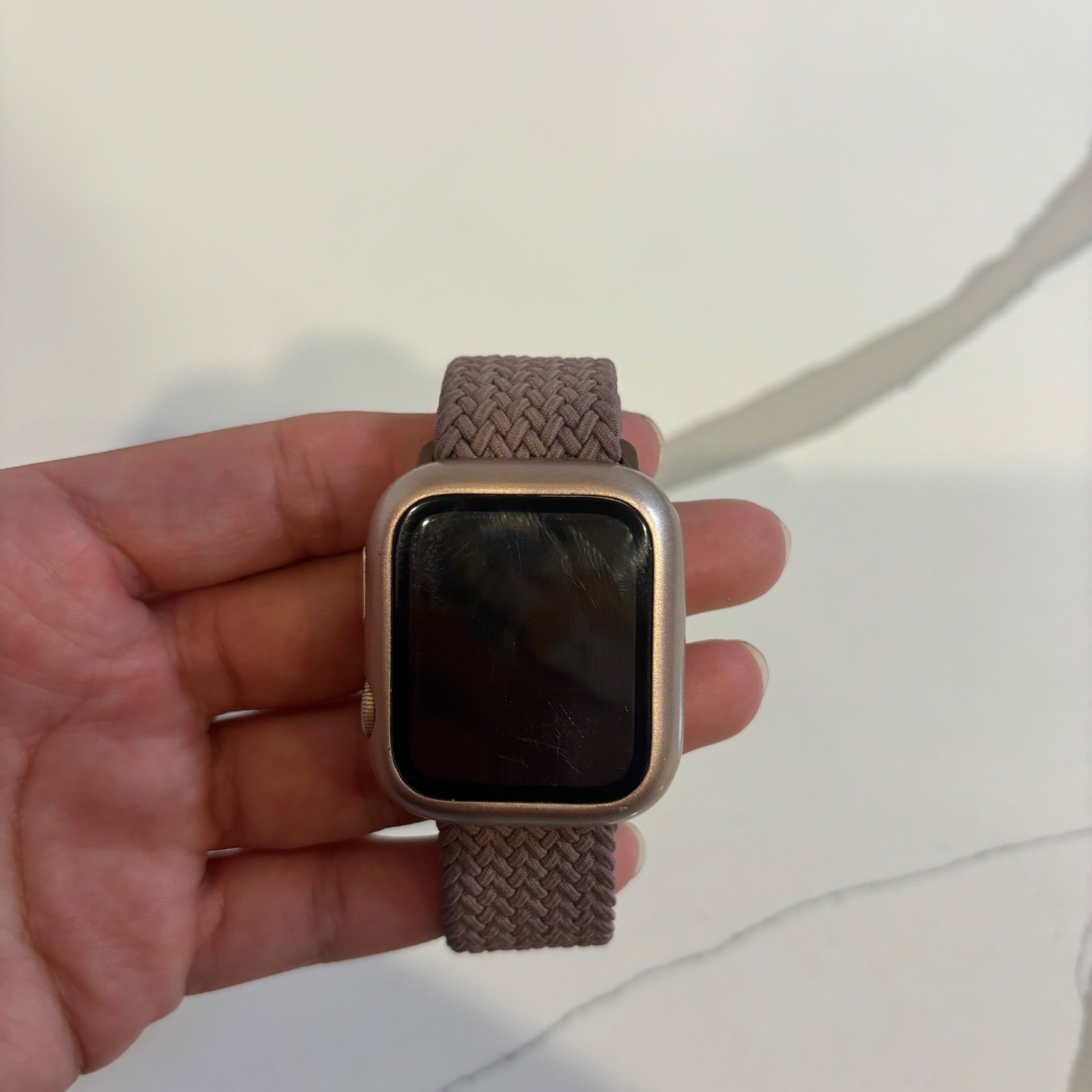 Apple Watch Series 5 40mm Gold Aluminum Mauve Braided Solo Loop Band Smartwatch