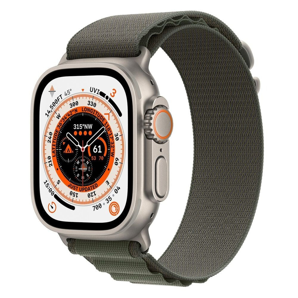 Apple Watch Series Ultra – Titanium Case w/ Large Green Alpine Loop, Unlocked,