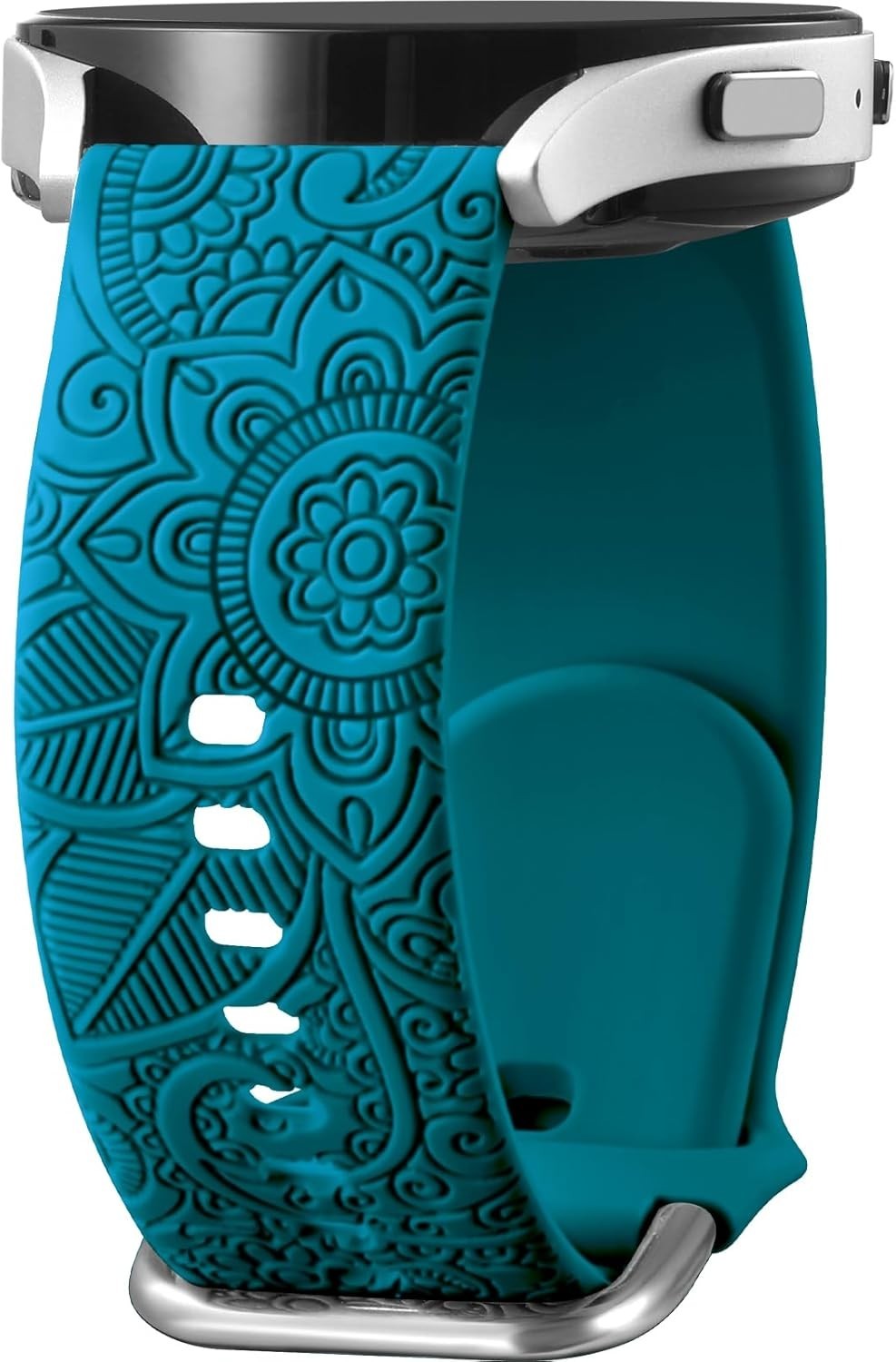 Floral Engraved Band Compatible w/ Samsung Galaxy Watch FE 6 5 4 Band 40mm 44mm