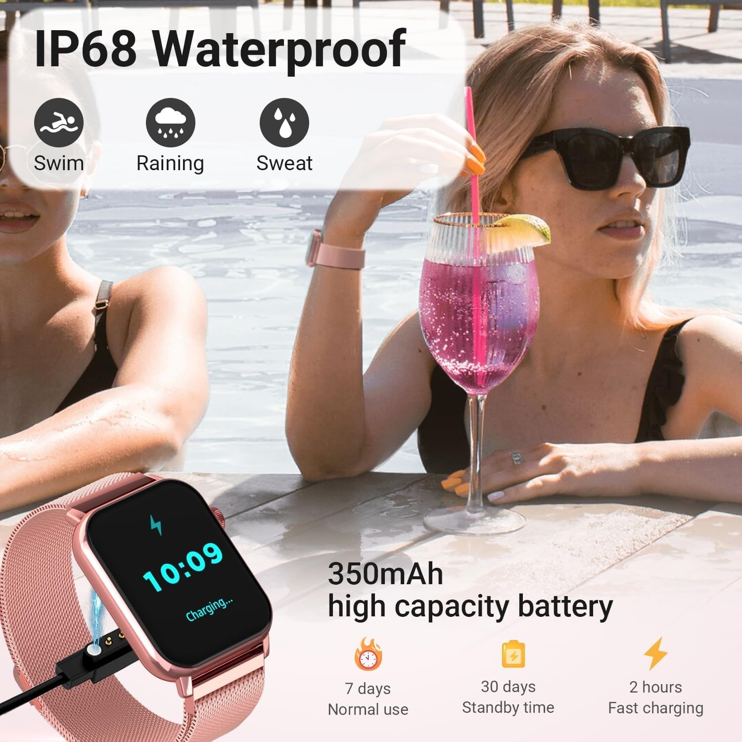 Smart Watches for Women, 1.83″ HD Fitness Tracker (Answer/Make Calls), 120