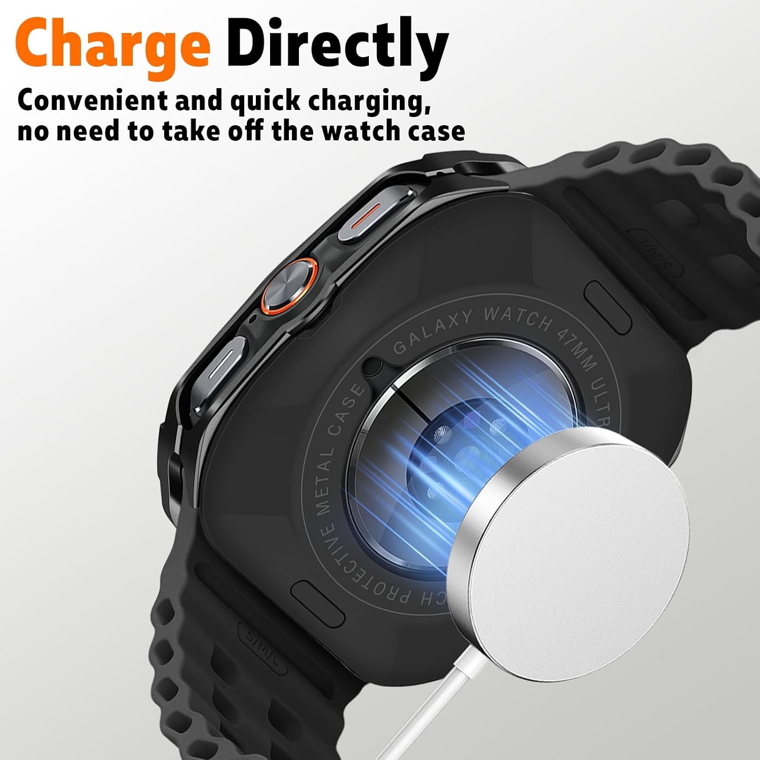 Rugged 2 in 1 Metal Case for Samsung Galaxy Watch Ultra 47mm, Bumper & Back Cove