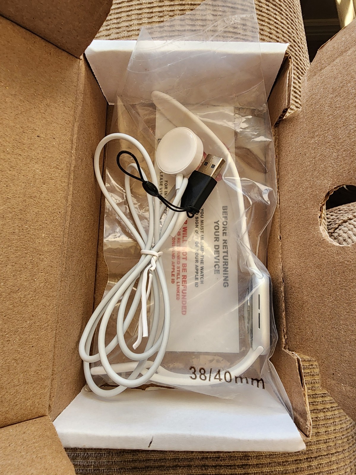 Unlocked Apple Watch Series 5 (GPS, 40MM) – Silver with White Band