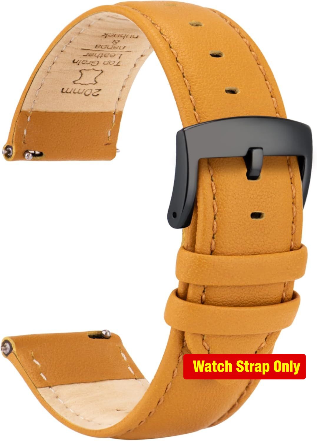 Quick Release Leather Watch Strap for 22mm Smartwatch & Timepiece Replacement