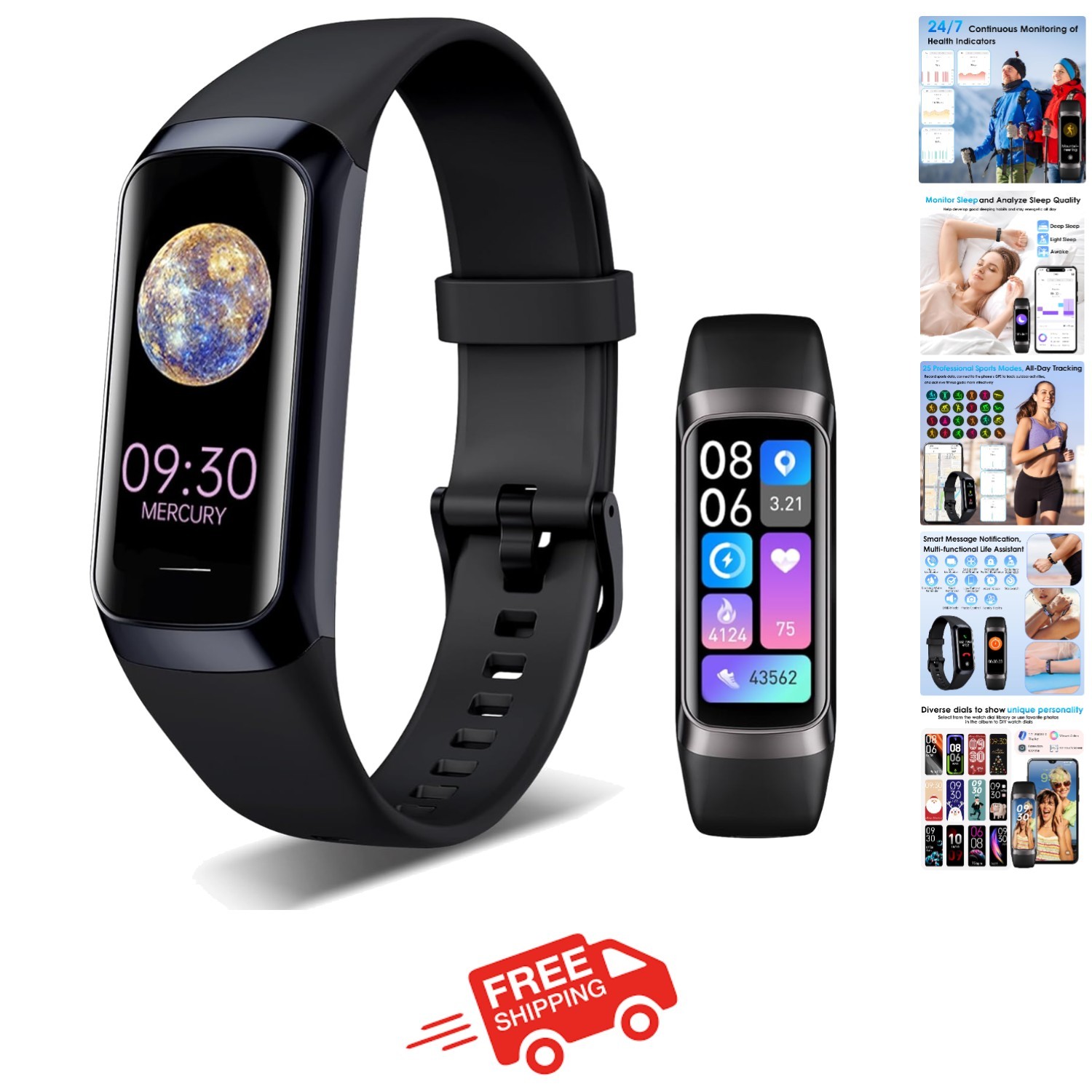Daily Health & Fitness Tracker Smart Watch with AMOLED Screen – Waterproof