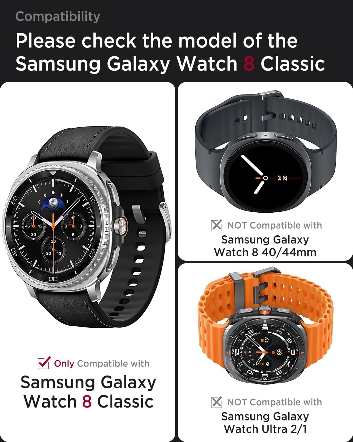 2+1 Pack Case & Screen Protector for Galaxy Watch 8 Classic 46mm
