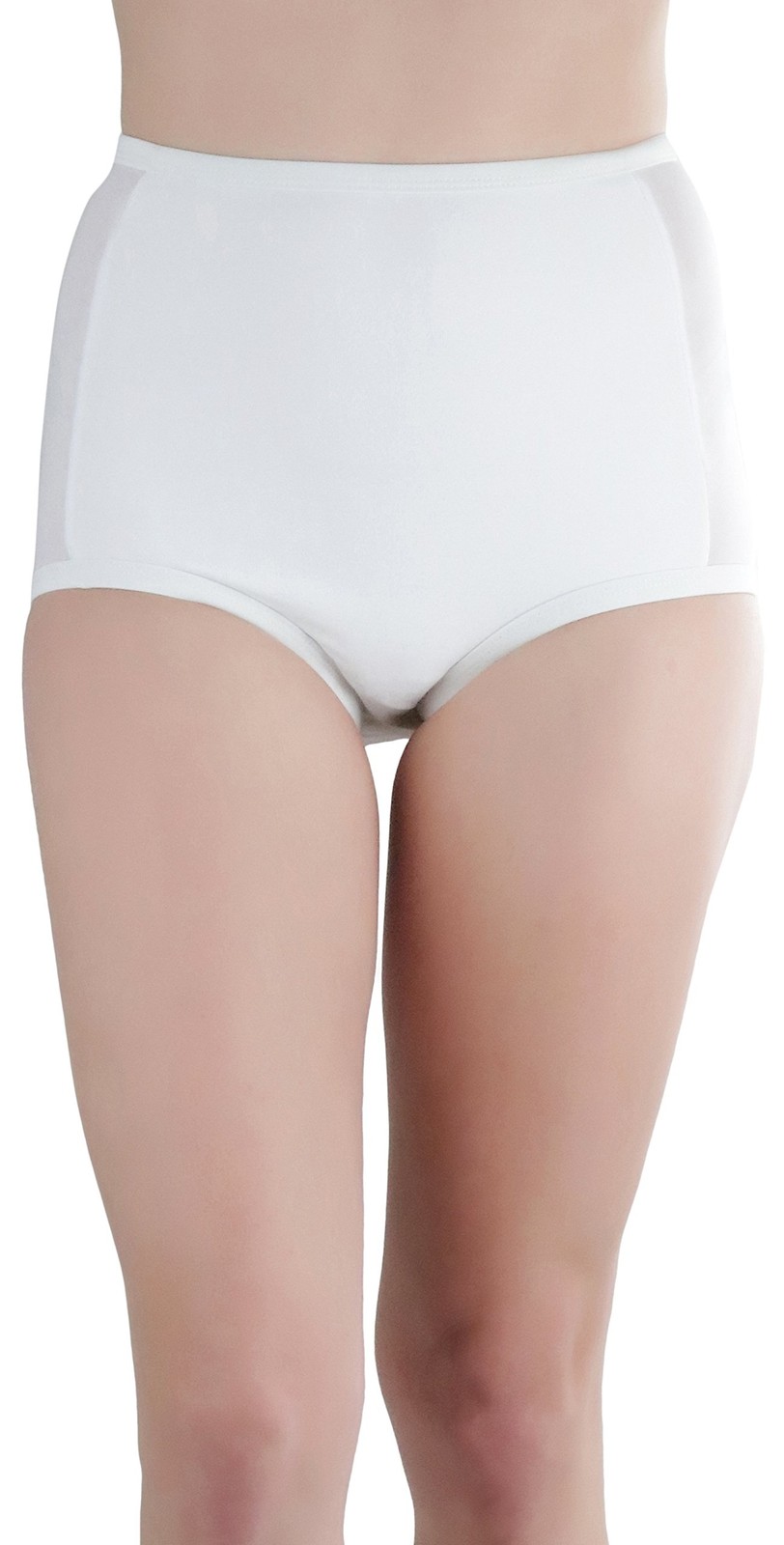 ‘s Seamless Moderate Coverage High Waist Bottom – Mesh Siding – White – Medium