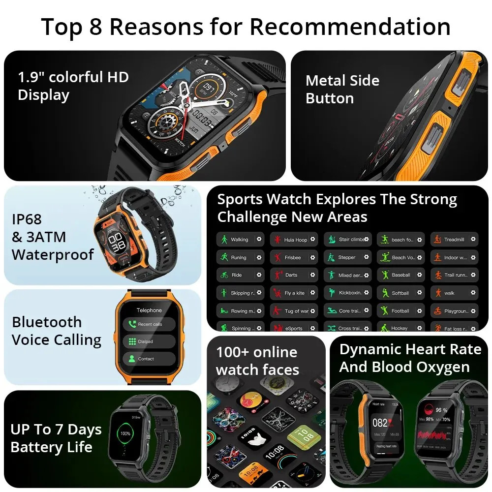 COLMI P73 1.9″ Bluetooth Call Smartwatch For Xiaomi Android IOS, IP68 Watch