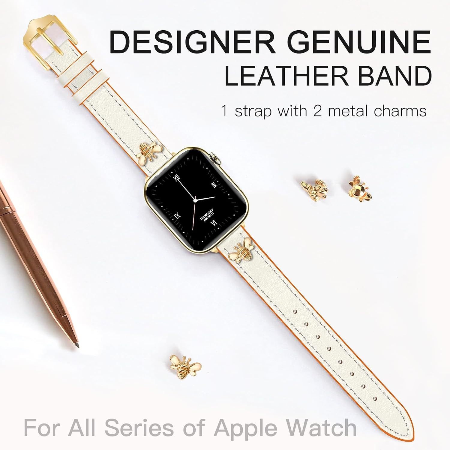 Genuine Leather Band for Apple Watch Series 7, Compatible with 38mm, 40mm, 41mm