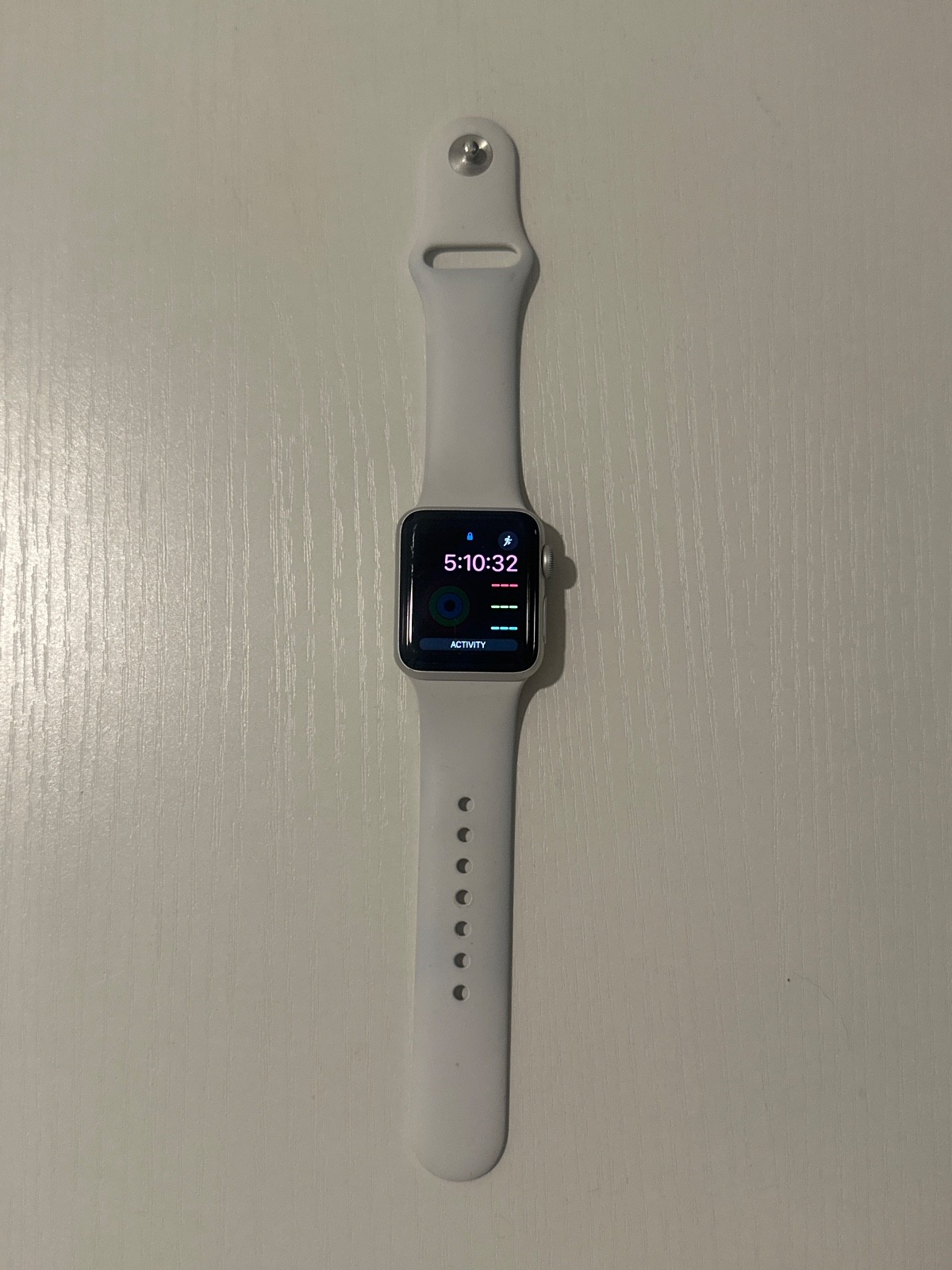 Apple Watch Series 3 38 mm Silver Aluminum Case White Sport Band Smartwatch -…