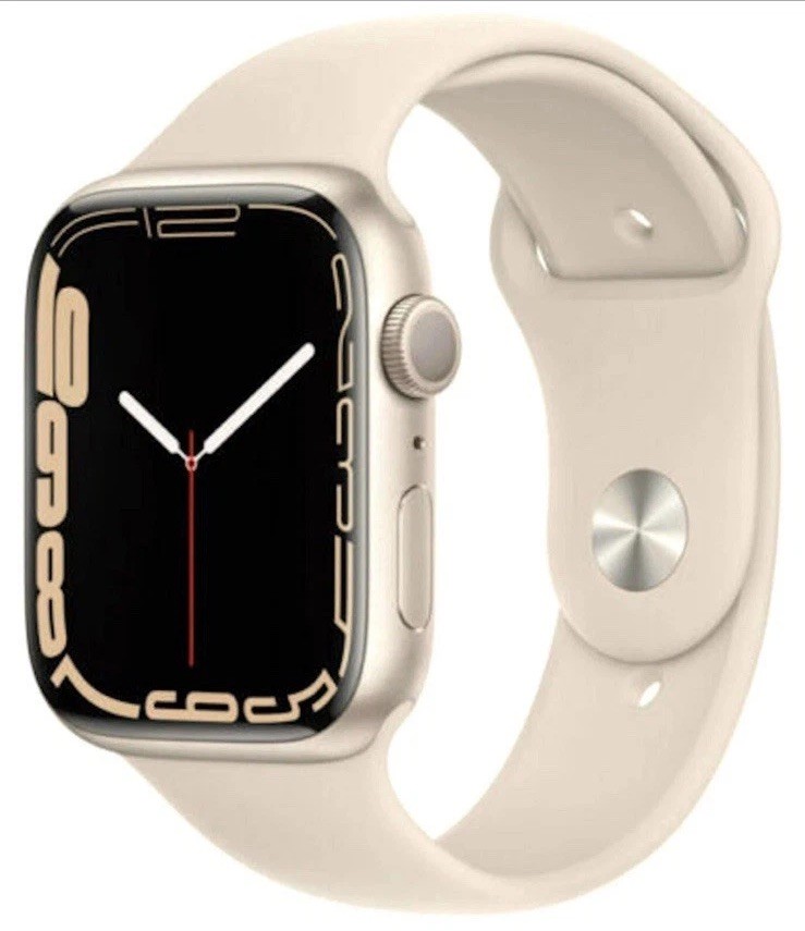 NIB Apple Watch Series 7 GPS 45mm Starlight Aluminum Case with Starlight Band