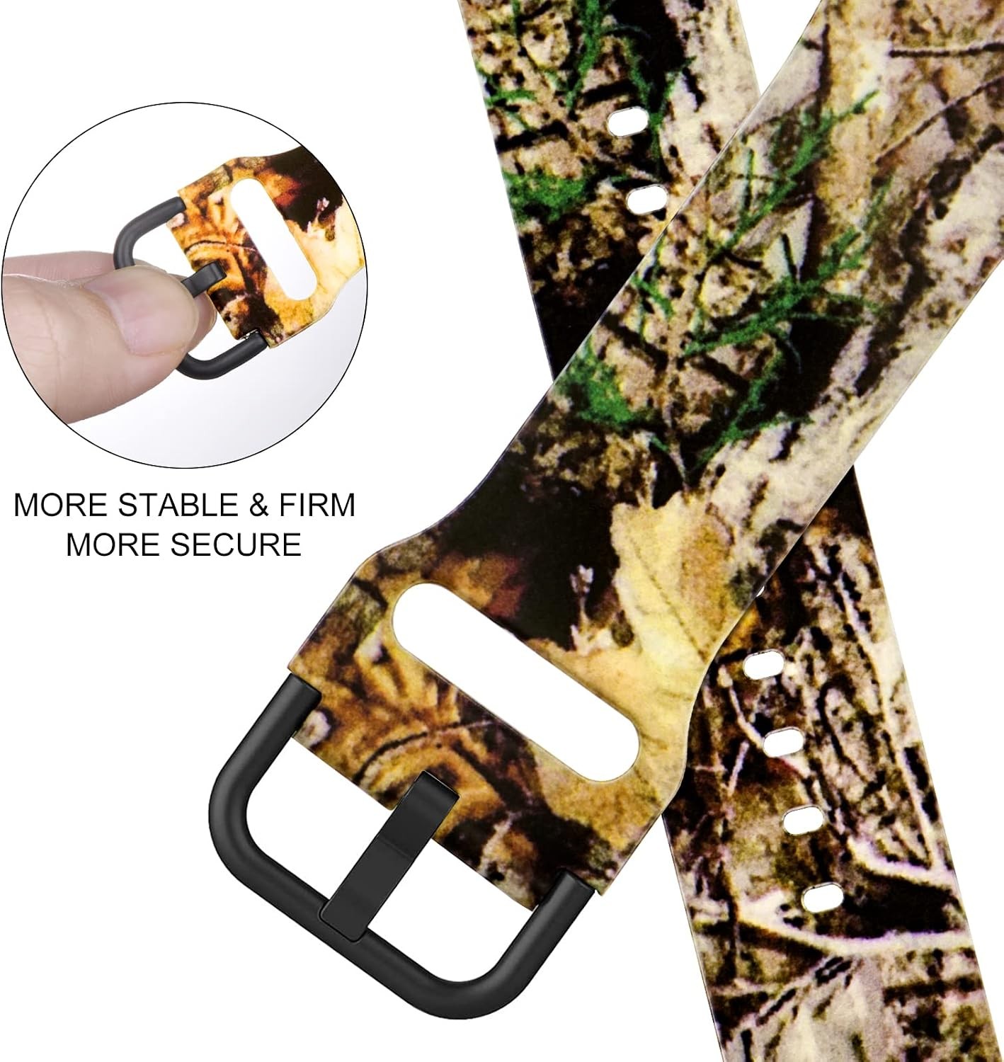 Double Sided Silicone Strap Compatible with Apple Watch 49mm 44mm Real Tree Camo
