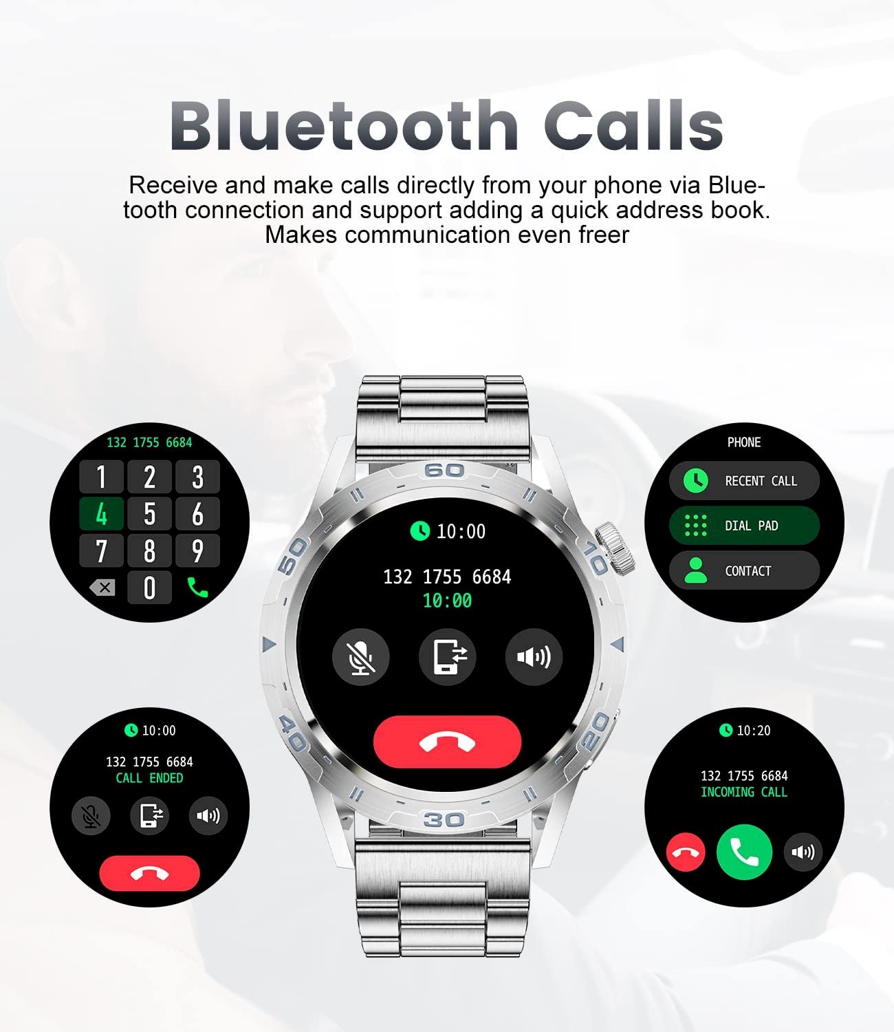 Smart Watch for Men with Bluetooth Answer/Make Call/Voice Speaker, Android Ios S