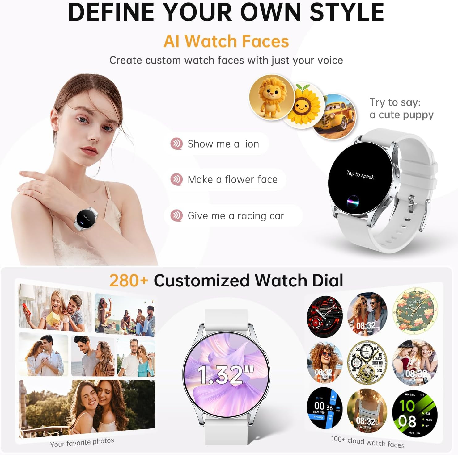 ChronArk AI Smart Watch 1.32″ AMOLED Bluetooth Call Fitness Tracker Android iOS