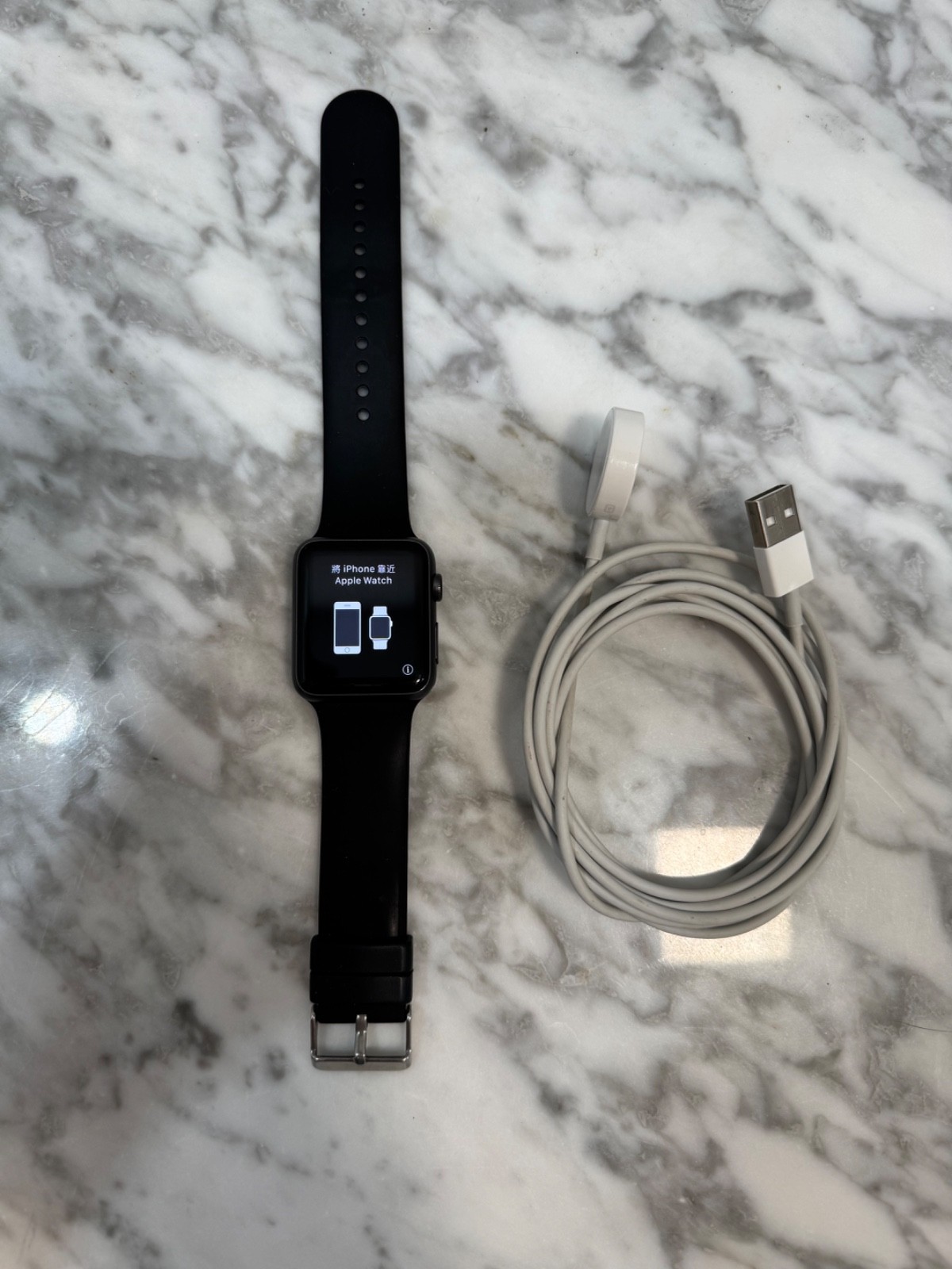 Apple Watch Sport 42mm Space Gray Aluminum Case Black Band Smartwatch -…