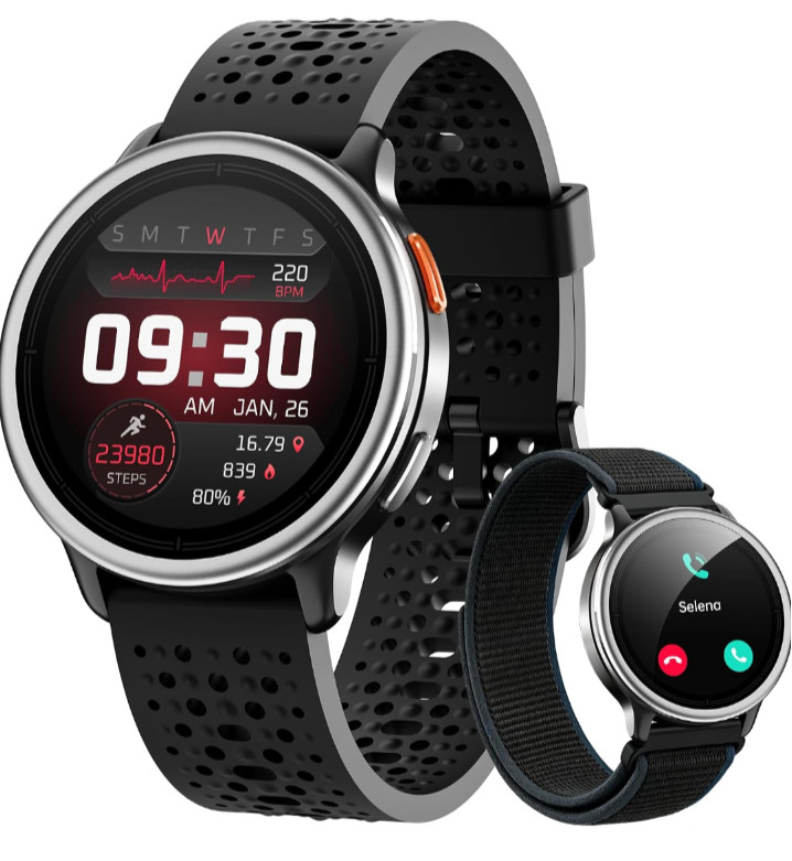 NEW Smart Watch Answer/Make Call, 1.27″ AMOLED Ultra-HD Screen. Android & IOS