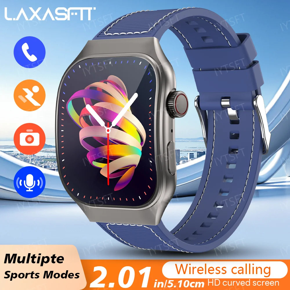 LAXASFIT 2.01″ Smart Watch Bluetooth 5.3 HD Call Heart Rate Monitor Sports Watch