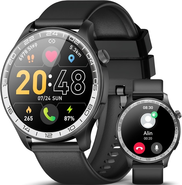 Smart Watch for Men Military 1.43 AMOLED Fitness Tracker Waterproof Pedometer