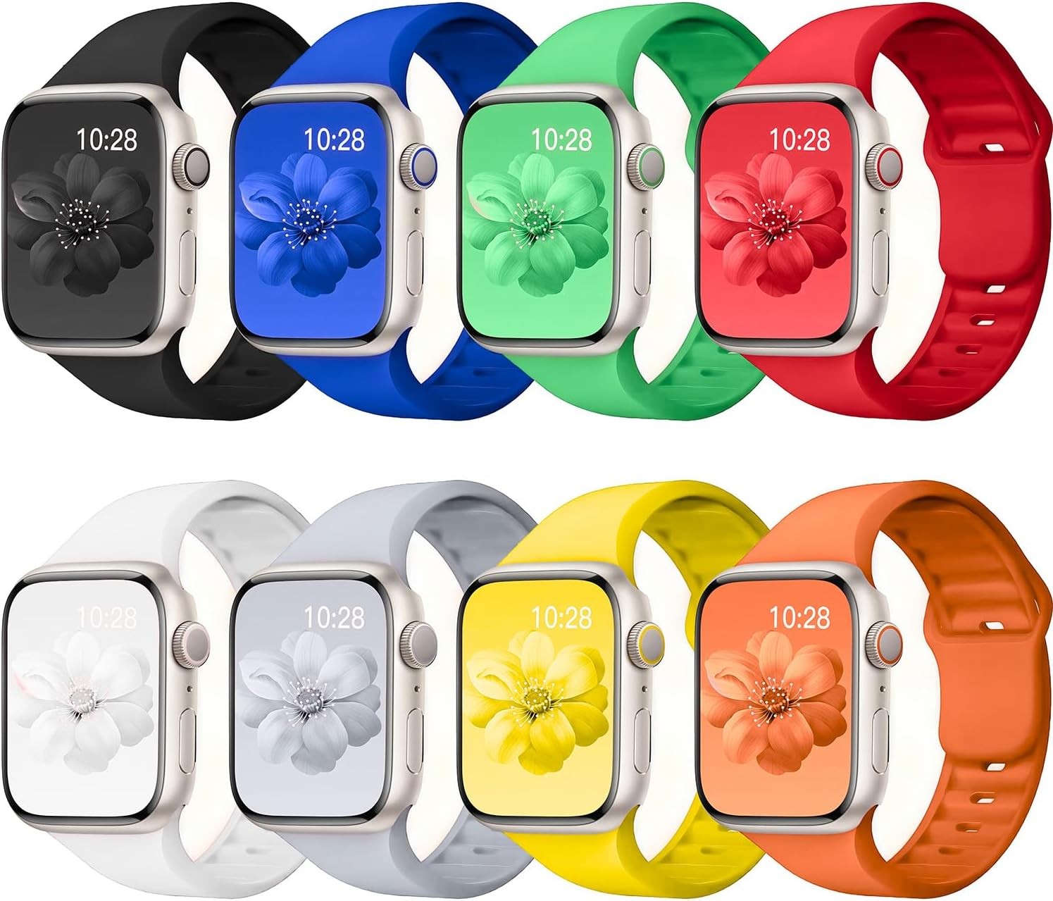 8 Pack Silicone Case For Apple Watch Series 1-11 38mm 40mm 41mm 42mm 44mm 45mm