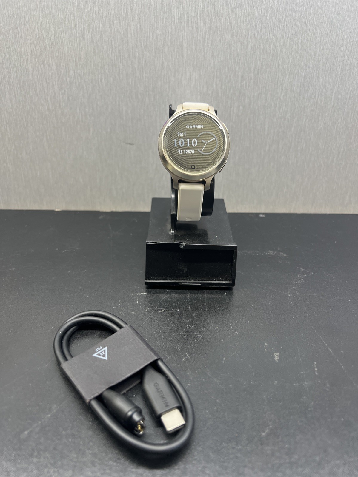 Garmin Lily 2 Classic GPS Smartwatch (Lunar Gold, Bone Silicone Band)
