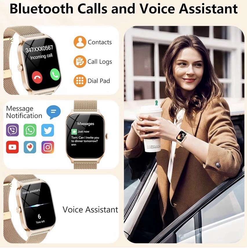 Smart Watch for Women Men Dial/Answer Calls Compatible Android 7.0+, iOS 9.0+