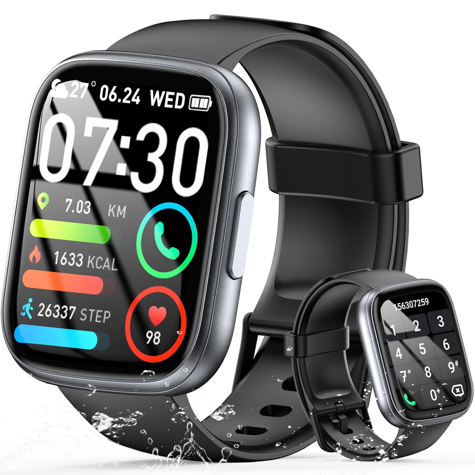 Reloj Inteligente Bluetooth De Mujer Hombre Para iPhone y Samsung Android Negro