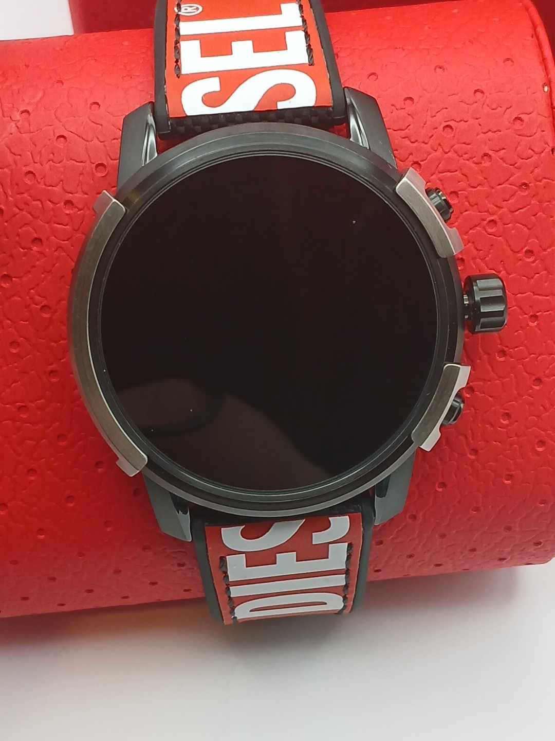 Mens Smartwatch DIESEL GRIFFED DZT2041 Silicone Canvar Black Red GEN 6
