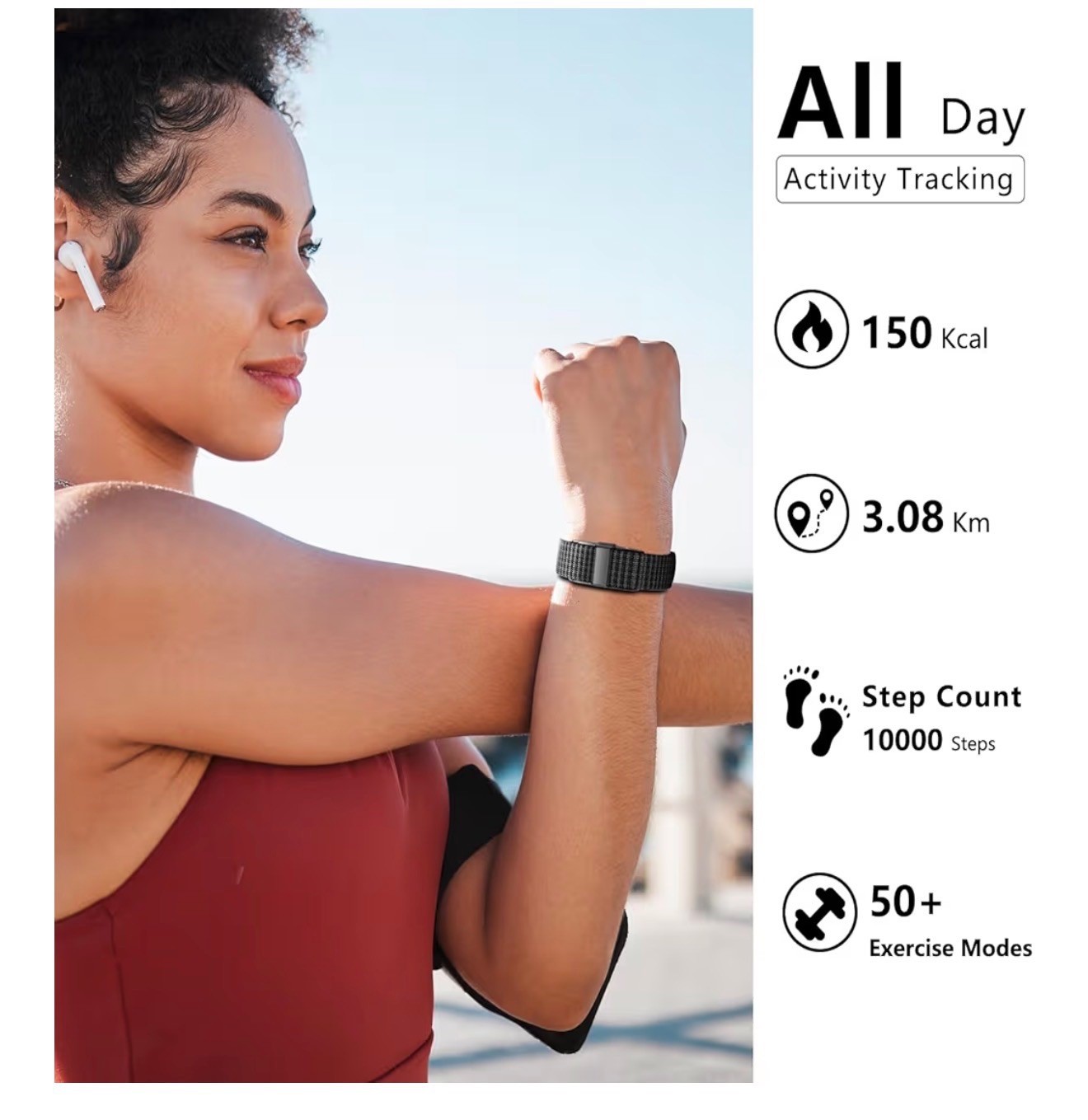 IAMJOY Smart Health Wristband, Wearable Activity & Fitness Tracker Black