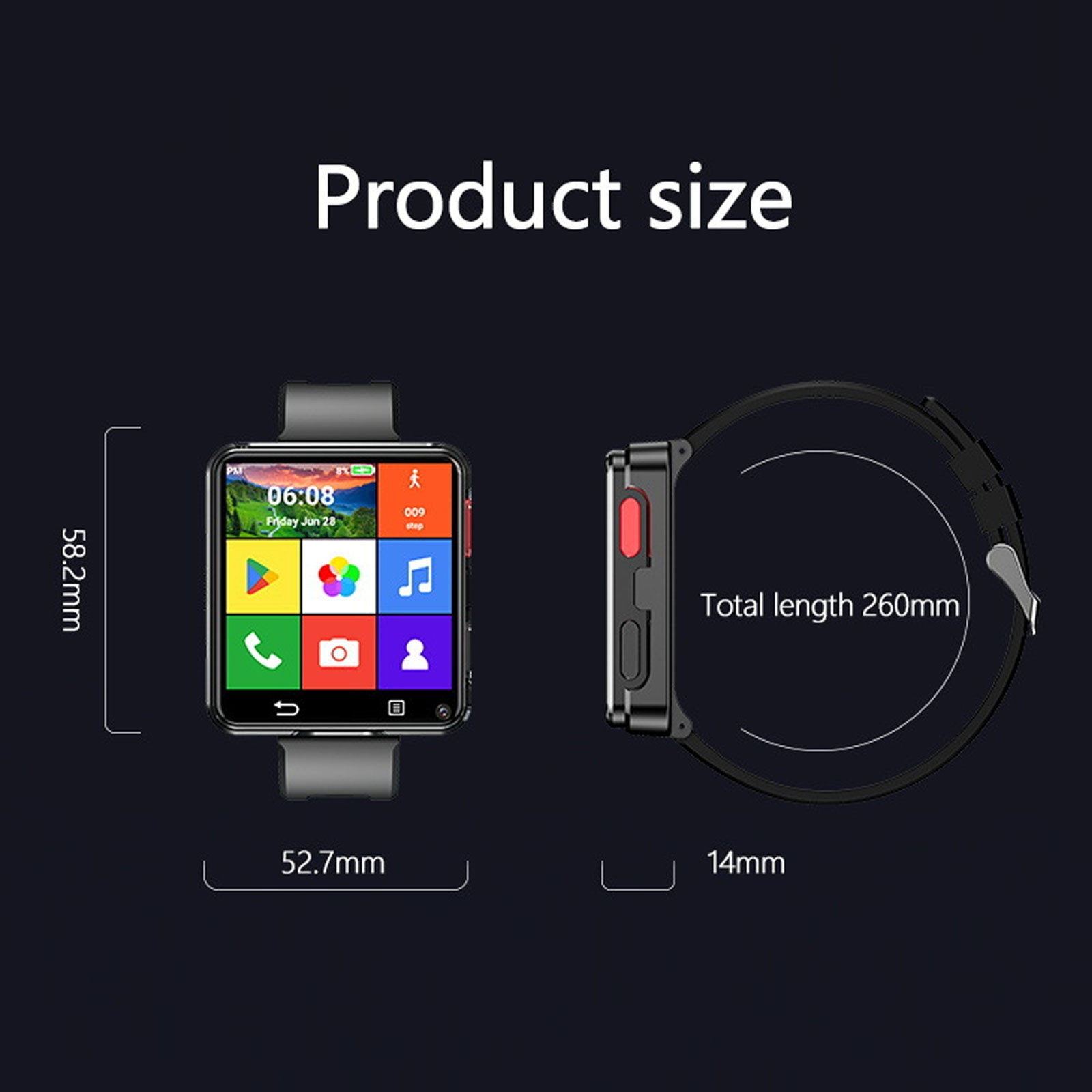 New S998 4G Smart Watch Android 11.0 OS 2.64inch Screen Heart Rate Sleep Monitrx