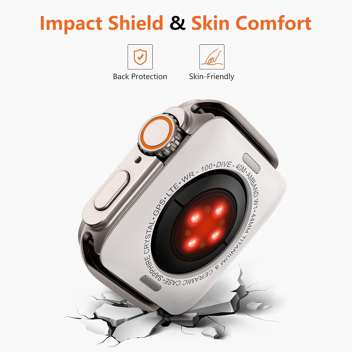 3 in 1 Metal Case for Apple Watch Series 6/5/4/SE 44mm, Rugged Bumper Protector