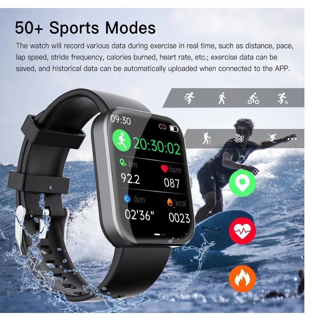 Smartwatch Compatible w/ iPhone 15, Samsung S24, Pixel 7 – Fitness, BP