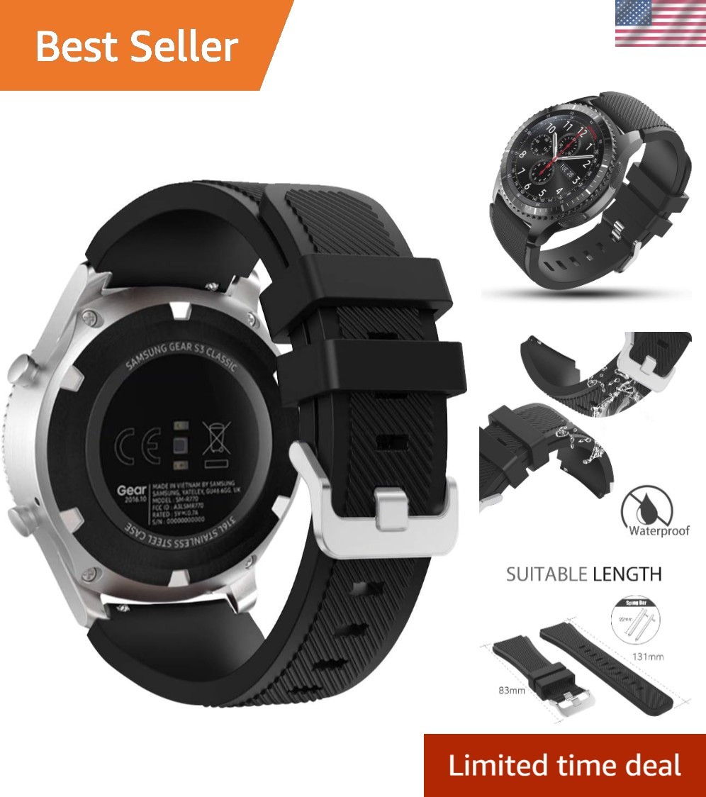 Black 22mm Silicone Replacement Band for Galaxy Watch 46mm & Gear S3 – Odor-Free