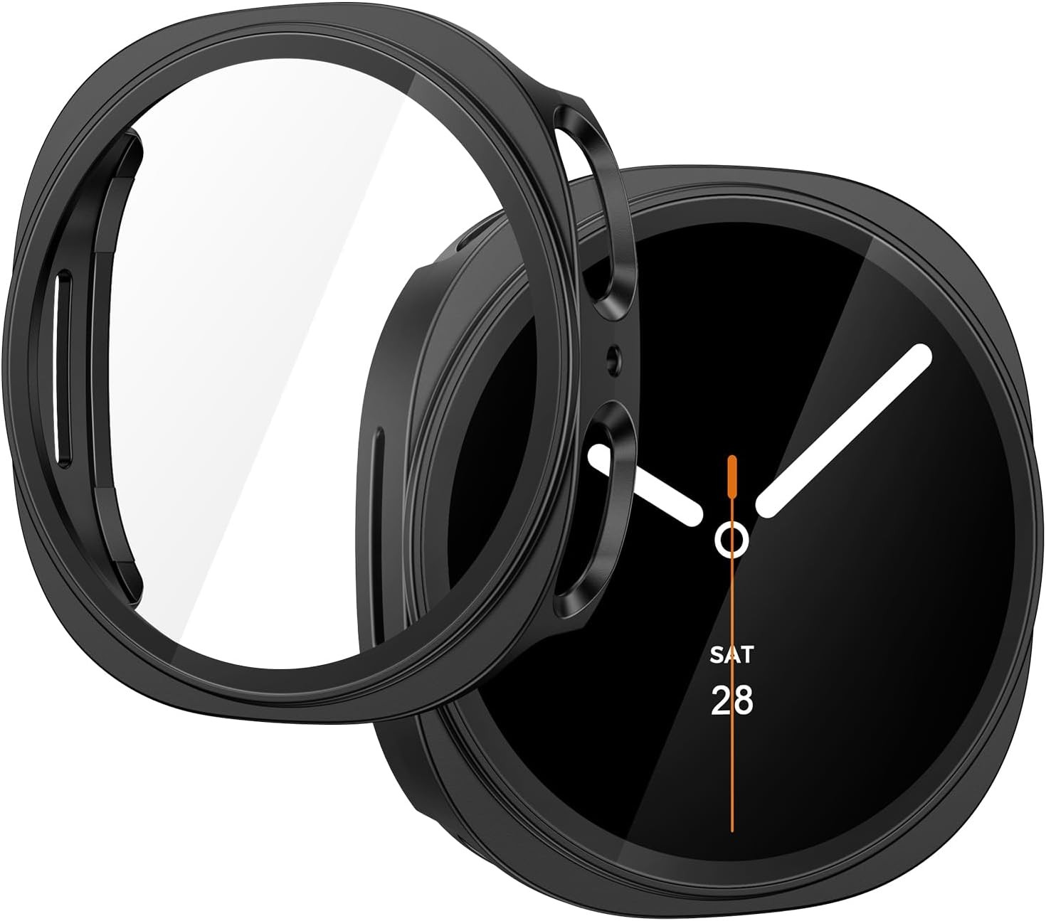 2 Pack Case for Samsung Galaxy Watch 9 / 8 44mm with Tempered Glass, Matte Black