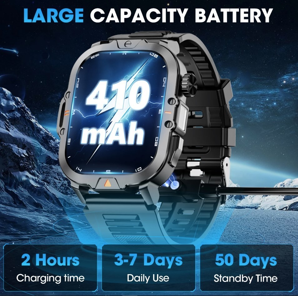 Mingwear L31 Military Smartwatch, 2.01″ High-Resolution Display, IP68