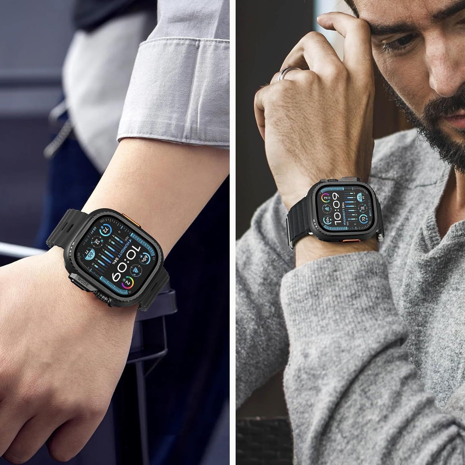 2 in 1 Metal Case for Apple Watch Ultra 49mm Rugged Shockproof Bumper Case