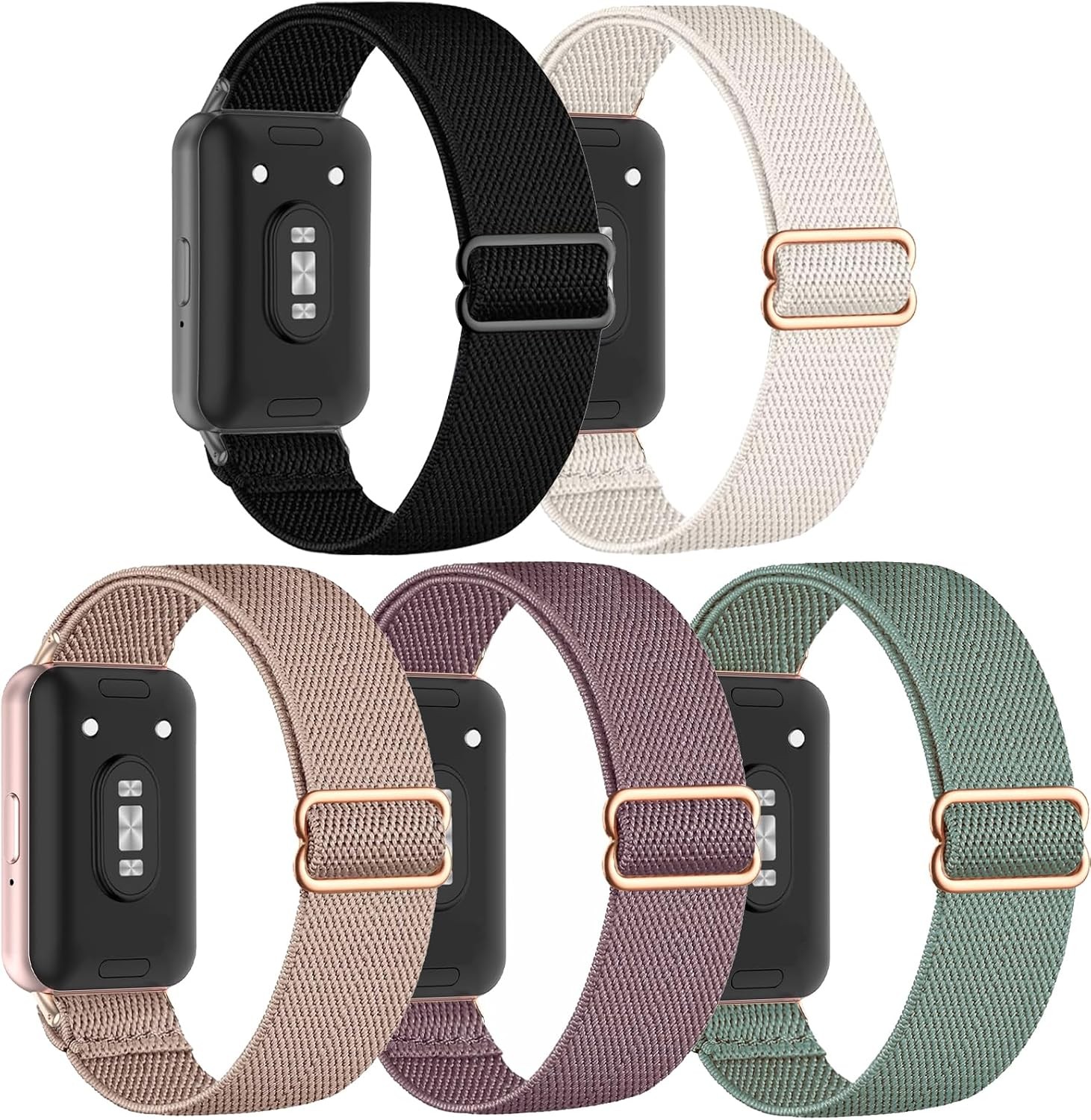 5 Pack Stretchy Nylon Strap Compatible with Samsung Galaxy Fit 3 SM-R390