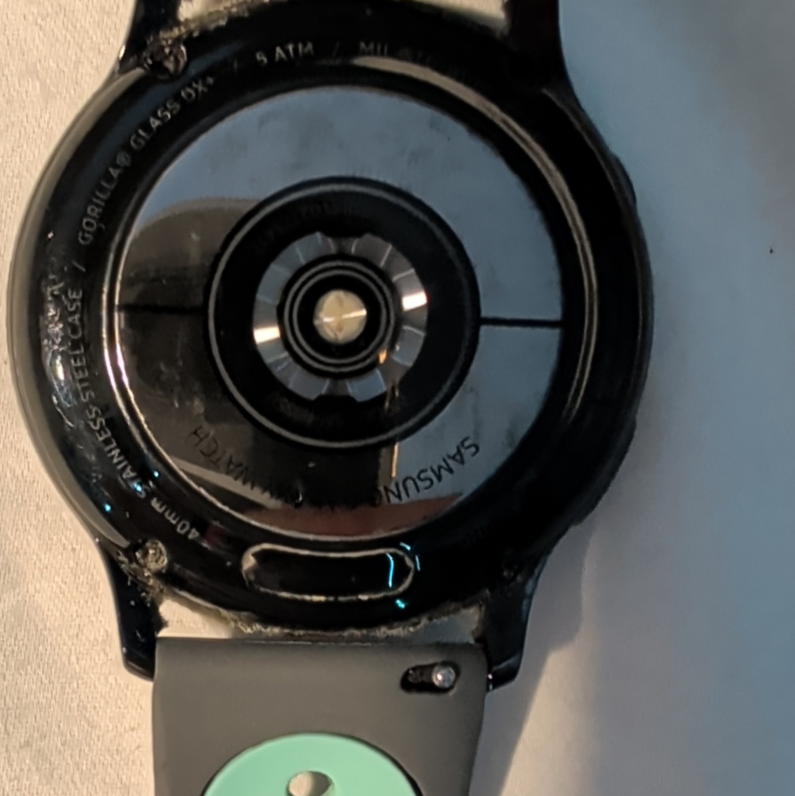 Samsung Galaxy Watch 40mm Black Stainless Steel Case Black/Green Silicone Band