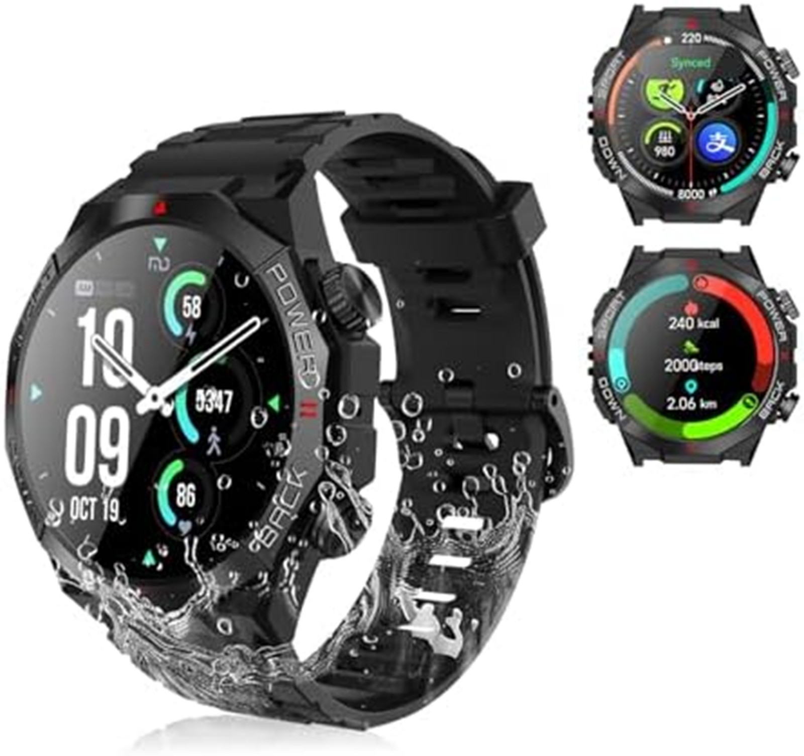 Military Smart Watch for Men(Call Receive/Dial)Rugged Tactical Fitness Tracker