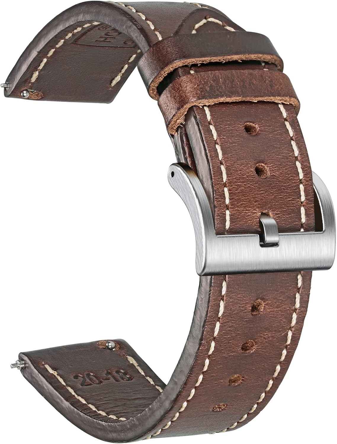 Leather Strap Compatible with 18mm Smart Watches Quick Release