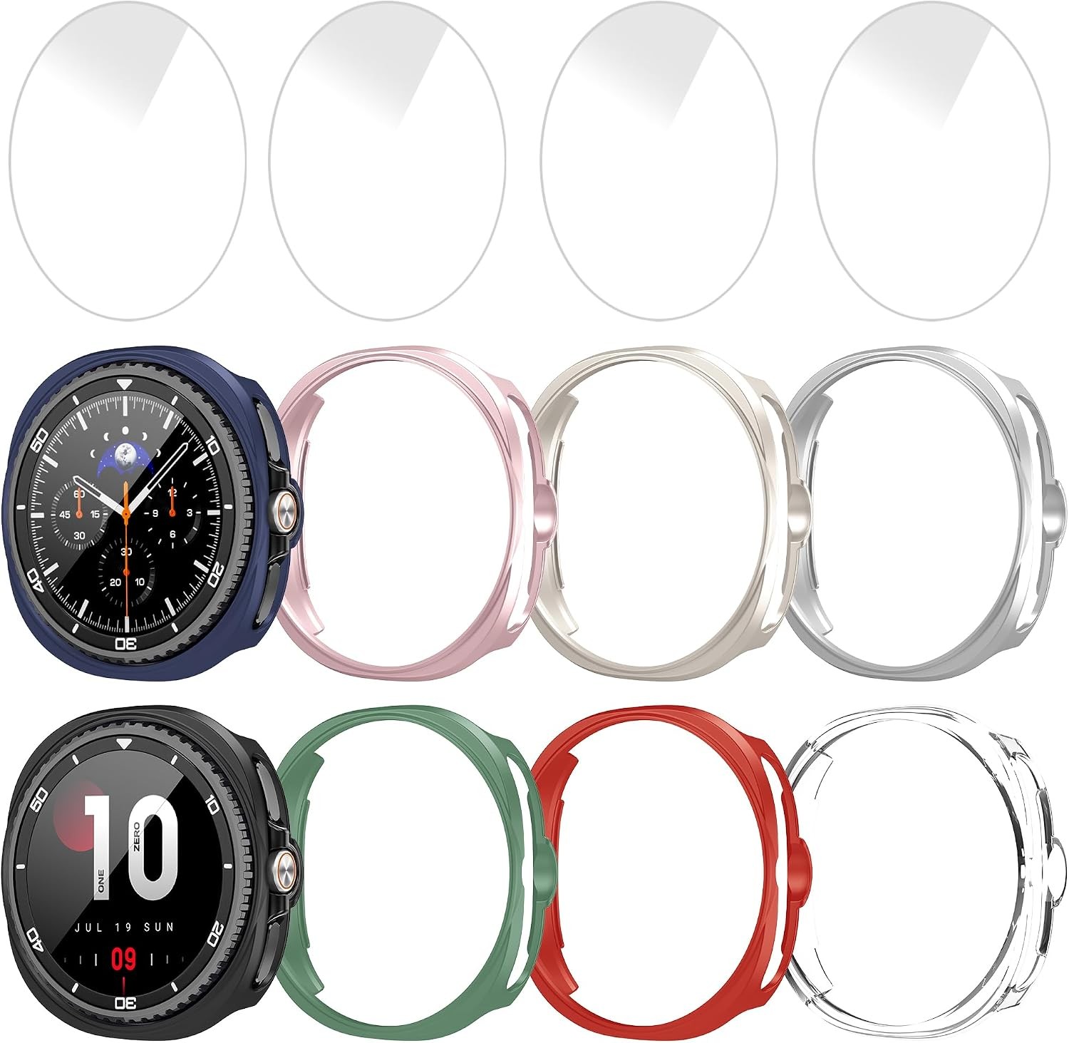 Multi-Colored 8+4 Pack Case for Samsung Galaxy Watch 8 Classic 46mm with Glass S