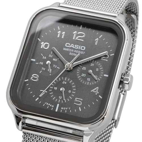 Casio Men’s Analog Watch MTP-M306M-8AV 24-Hour Metal Mesh Band Gray Quartz