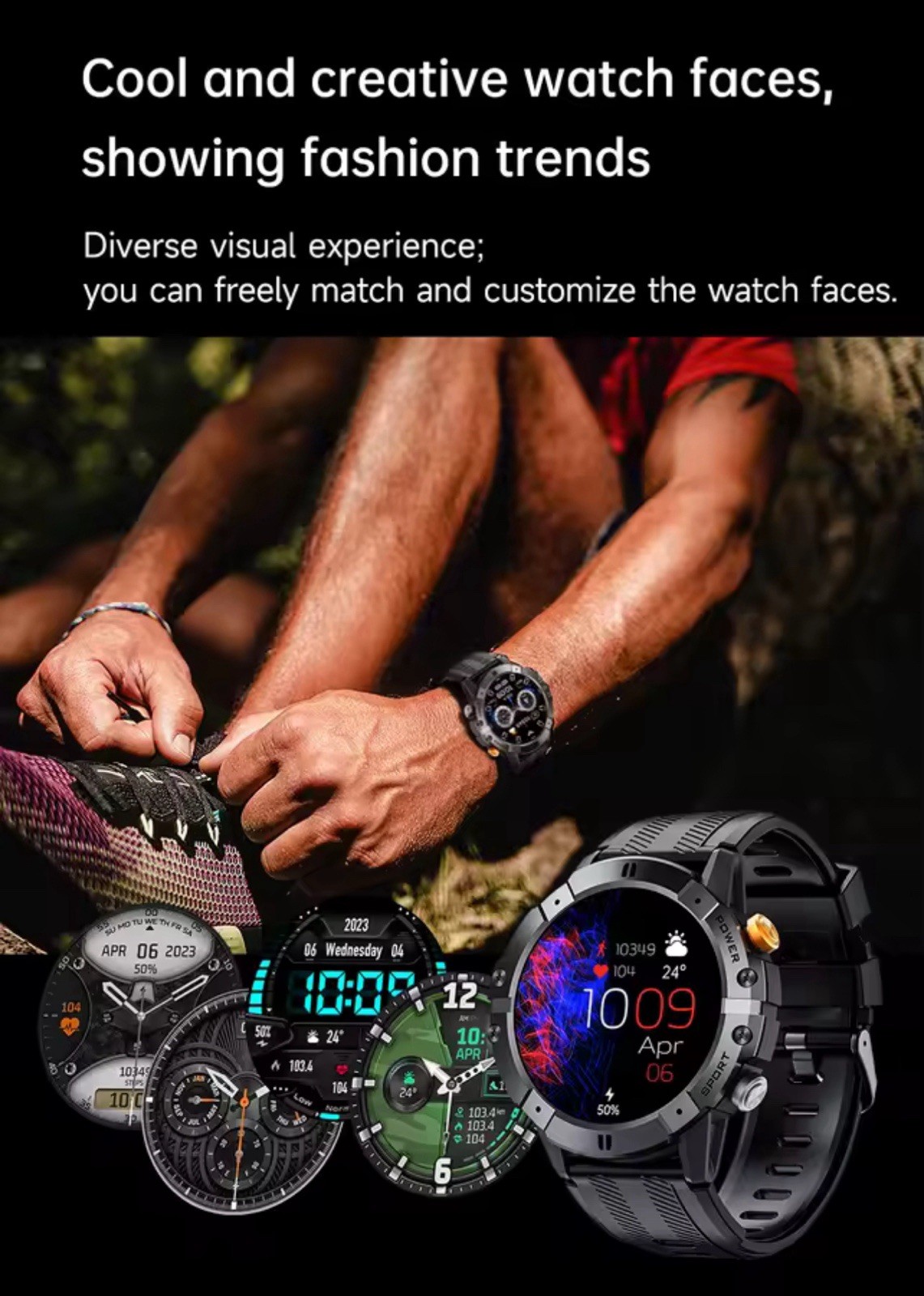 C29 Smartwatch 1.52-Inch 1ATM Waterproof Sport Watch for Men 410Mah Battery