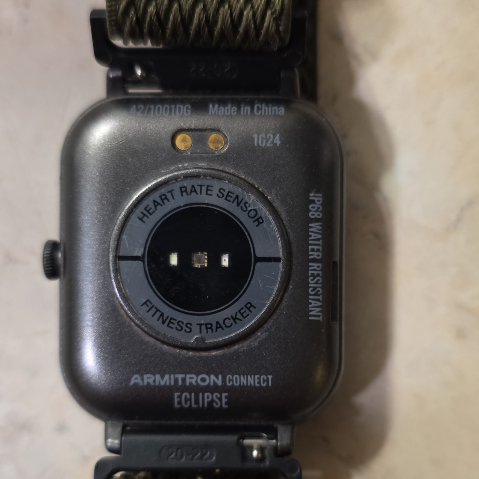 Armitron Connect Eclipse 42mm Smartwatch HR Monitor, Black/Green Nylon Band
