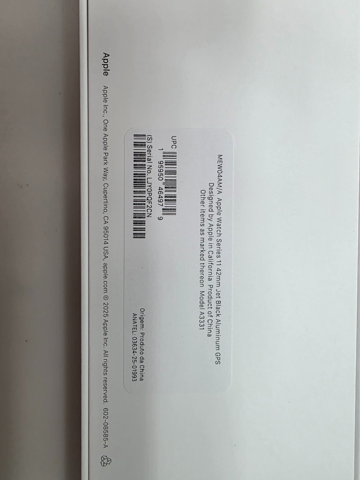 Apple Watch Series 11 42mm GPS Jet Black Aluminum Band New