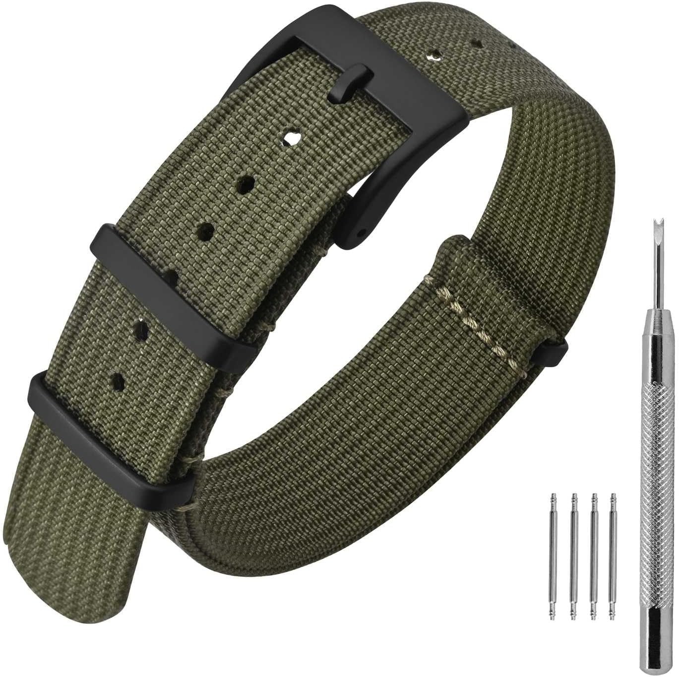 Nylon Strap Compatible with 16mm 18mm 20mm 22mm Military Watch