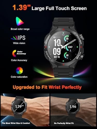 Military Smart Watch for Men(Call Receive/Dial)Rugged Tactical Fitness Tracker